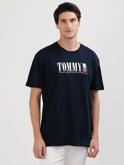 Tommy Hilfiger - Blue Round Neck Typography T-Shirt