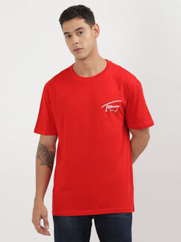 Tommy Hilfiger - Red Round Neck Printed T-Shirt