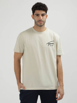Tommy Hilfiger - Beige Round Neck Graphic T-Shirt