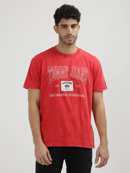 Tommy Hilfiger - Red Round Neck Printed T-Shirt