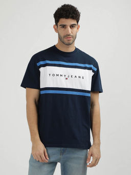Tommy Hilfiger - Blue Round Neck Colorblock T-Shirt