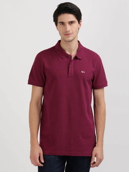 Tommy Hilfiger - Wine Collar Neck Solid Polo T-Shirt