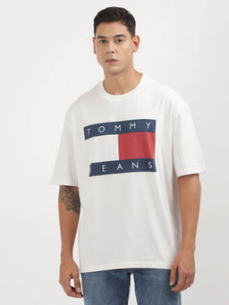 Tommy Hilfiger - White Round Neck Printed T-Shirt
