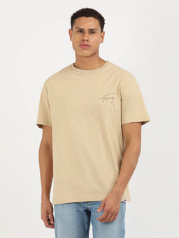 Tommy Hilfiger - Beige Round Neck Solid T-Shirt