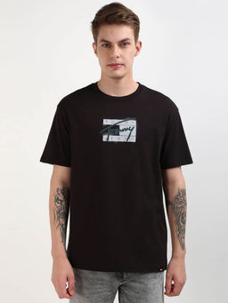 Tommy Hilfiger - Black Round Neck Printed T-Shirt