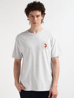 Tommy Hilfiger - Grey Round Neck Self Design T-Shirt