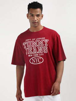 Tommy Hilfiger - Red Round Neck Typography T-Shirt