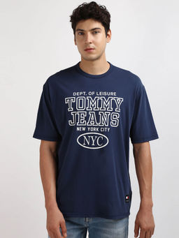 Tommy Hilfiger - Blue Round Neck Typography T-Shirt