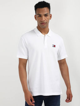 Tommy Hilfiger - White Collar Neck Solid Polo T-Shirt