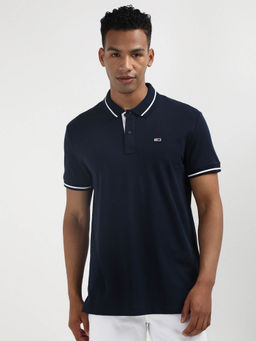 Tommy Hilfiger - Navy Blue Solid Half Sleeves Polo T-Shirt