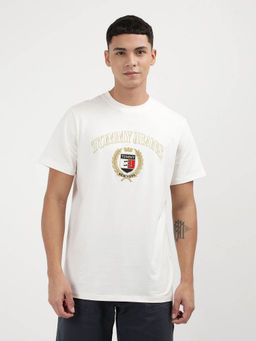 Tommy Hilfiger - White Round Neck Embroidered T-Shirt
