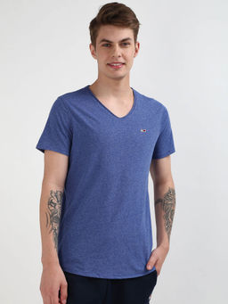 Tommy Hilfiger - Blue V-Neck Solid T-Shirt