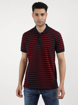 Tommy Hilfiger - Blue Collar Neck Stripes Polo T-Shirt