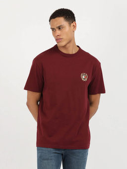Tommy Hilfiger - Maroon Round Neck Solid T-Shirt