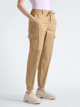 Tommy Hilfiger - Beige Regular Fit Solid Mid Rise Jogger