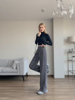 Outzidr - Grey Cozy Drawstring Street Style Pant