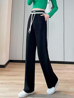 Outzidr - Black Cozy Drawstring Street Style Pant