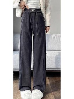 Outzidr - Grey Textured Wide Leg Pant