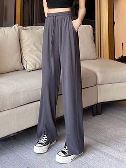 Outzidr - Grey Slit Hem Sweatpants