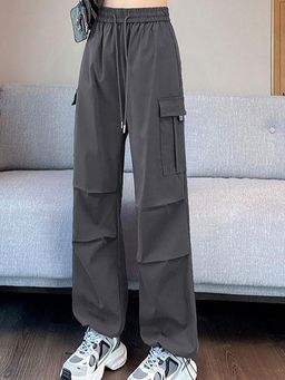 Outzidr - Grey Pin Tuck Cargo Pant