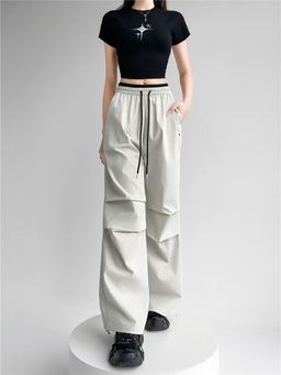 Outzidr - Beige Dual Coloured Waistband Pant