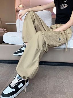 Outzidr - Drawstring Khaki Cargo Pant