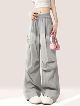 Outzidr - Grey Loose Baggy Mid-Rise Cargo Pant