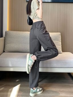 Outzidr - Charcoal Drawstring Cargo Pants