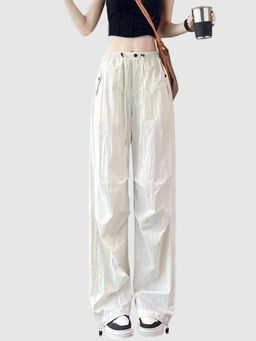 Outzidr - White Parachute Pant with Flap Pockets