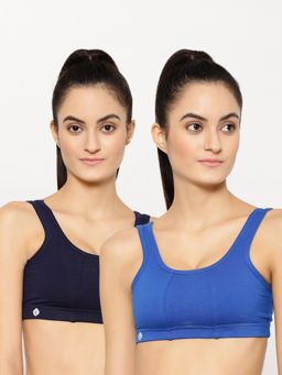 Floret - Wirefree Non-padded Sporty Bra - Blue