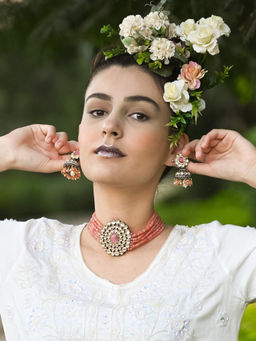 Odette - Pink Mani-Kundan Thoughtful Choker Set