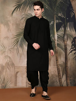 Sanwara - Chikankari Designer Black Kurta with Dhoti