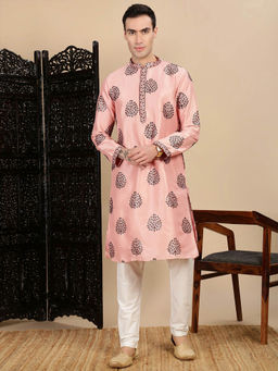 Sanwara - Men Festive Peach Kurta with Pant