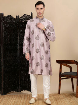Sanwara - Men's Purple Silk Blend Kurta with Pant