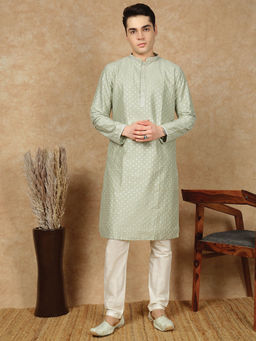 Sanwara - Shimmering Green Embellished Polysilk Kurta with Pant
