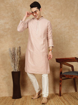 Sanwara - Shimmering Light Pink Embellished Polysilk Kurta with Pant