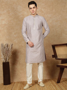 Sanwara - Shimmering Mauve Embellished Polysilk Kurta with Pant