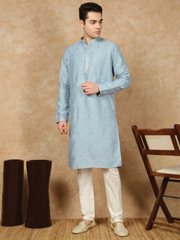 Sanwara - Lavish Grey Silk Blend Sequins Work Kurta with Pant