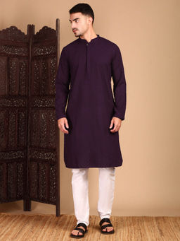 Sanwara - Men's Purple Solid Chikankari Kurta with Pant