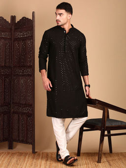 Sanwara - Shimmering Men's Black Kurta with Pant
