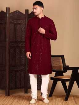 Sanwara - Maroon Sequin Kurta with Pant