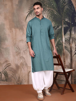 Sanwara - Grey Textured Cotton Kurta with Patiala