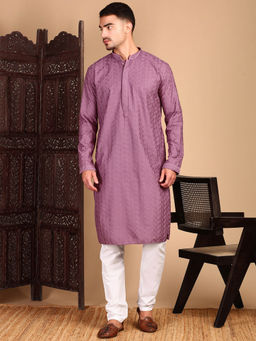 Sanwara - Mauve Chikankari Kurta with Pant