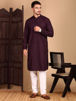 Sanwara - Wine Chikankari Kurta with Pant