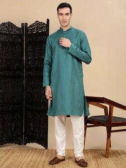 Sanwara - Celebrates Festive Heritage With Green Men Kurta with Pant
