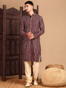 Sanwara - Featuring Bold Patterns with Sequin Orange Kurta with Pant