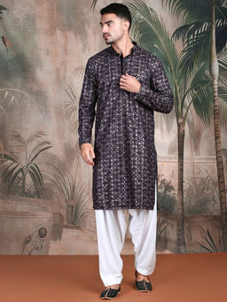 Sanwara - Chic Men's Rust Kurta with Pant
