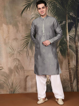 Sanwara - Designer Grey Men Kurta with Pant