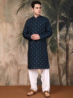 Sanwara - Men Festive Blue Kurta with Pant
