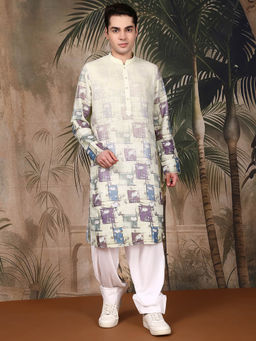 Sanwara - Cotton Digital Printed Beige Kurta with Pant